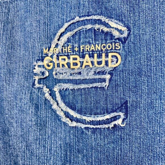 Vintage 90s Marithe Francois Girbaud 3XL Denim Shirt Jacket Blue Jean Appliqué - Picture 5 of 8
